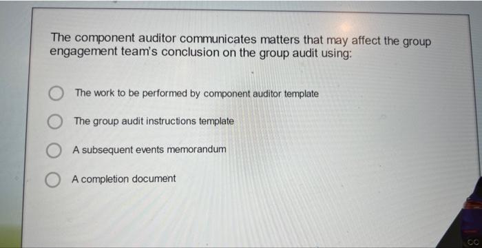  The component auditor communicates matters that may affect the group engagement