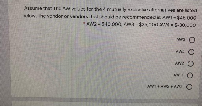the MARR is 6% per year. Then, the * annual worth of