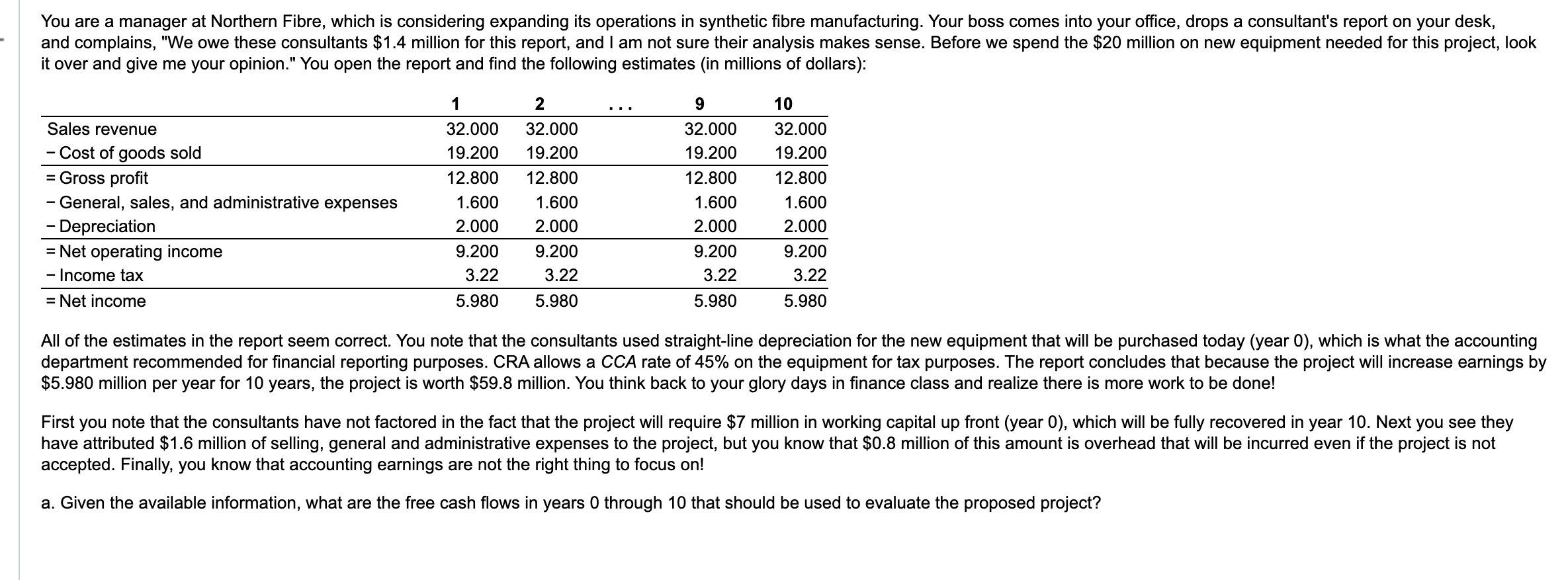 Need year 0 through 10, please make sure all answers are rounded