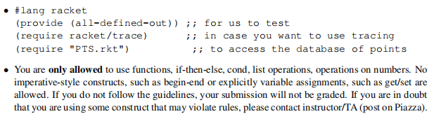 Do following project in racket language #lang racket (provide (all-defined-out)) ;; for