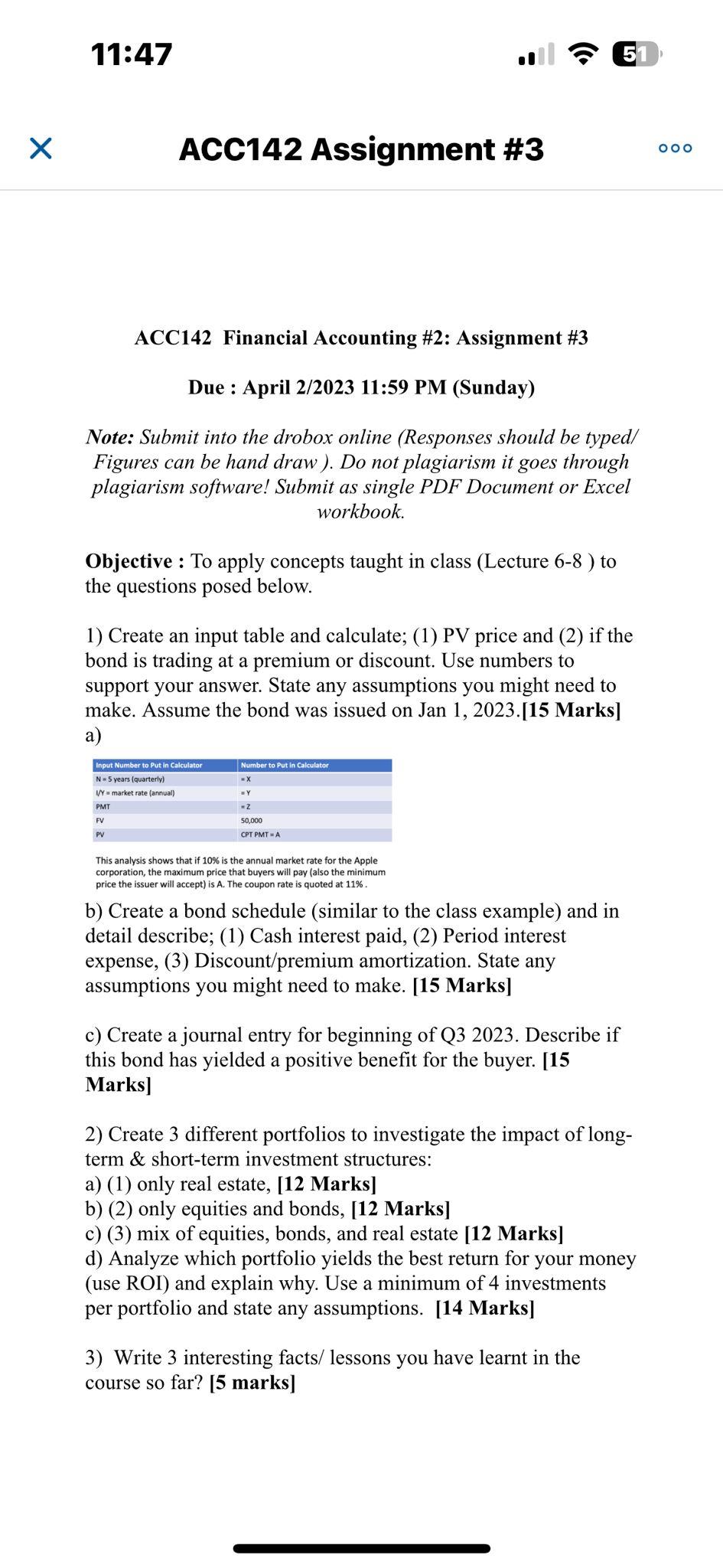  ACC142 Financial Accounting \#2: Assignment #3 Due : April 2/2023 11:59