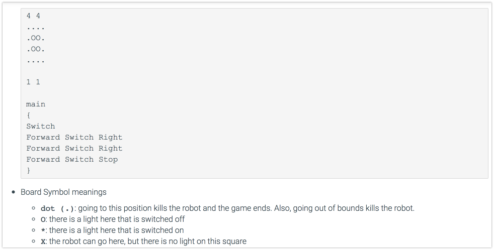 game, players write programs in a simple language to direct a robot