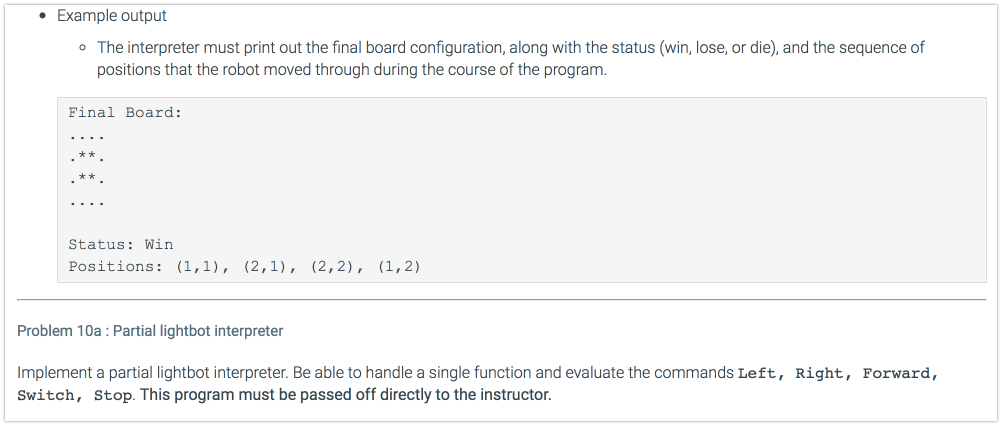 around a 2D grid and switch on lights at specific grid cells.
