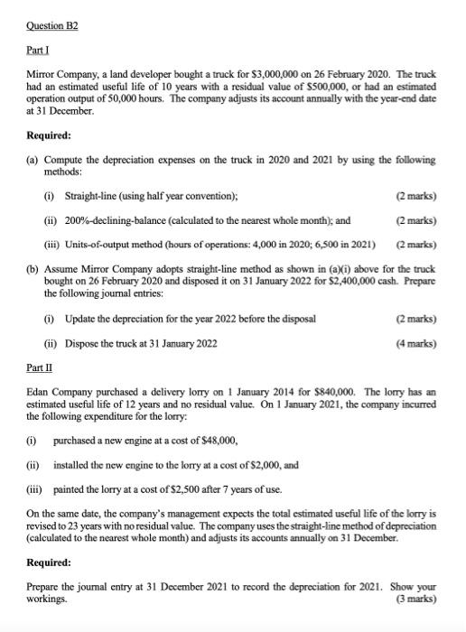  Question B2 Part 1 Mirror Company, a land developer bought a