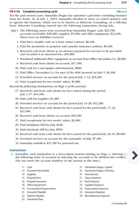  Chapter 4 Completing the Accounting Cycle 217 PR 4-SA Complete accounting