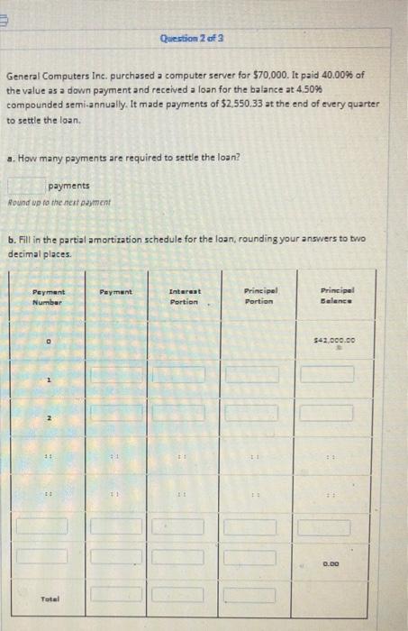  General Computers Inc. purchased a computer server for $70,000. It paid