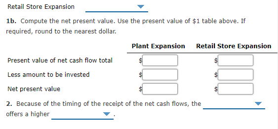 Inc. is considering two investment projects. The estimated net cash flow from
