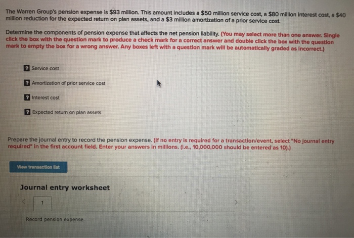  The Warren Group's pension expense is $93 million. This amount includes