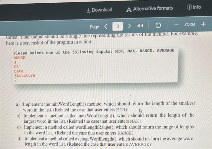 RANGE, AVERAGE The first line of input represents the method to call.