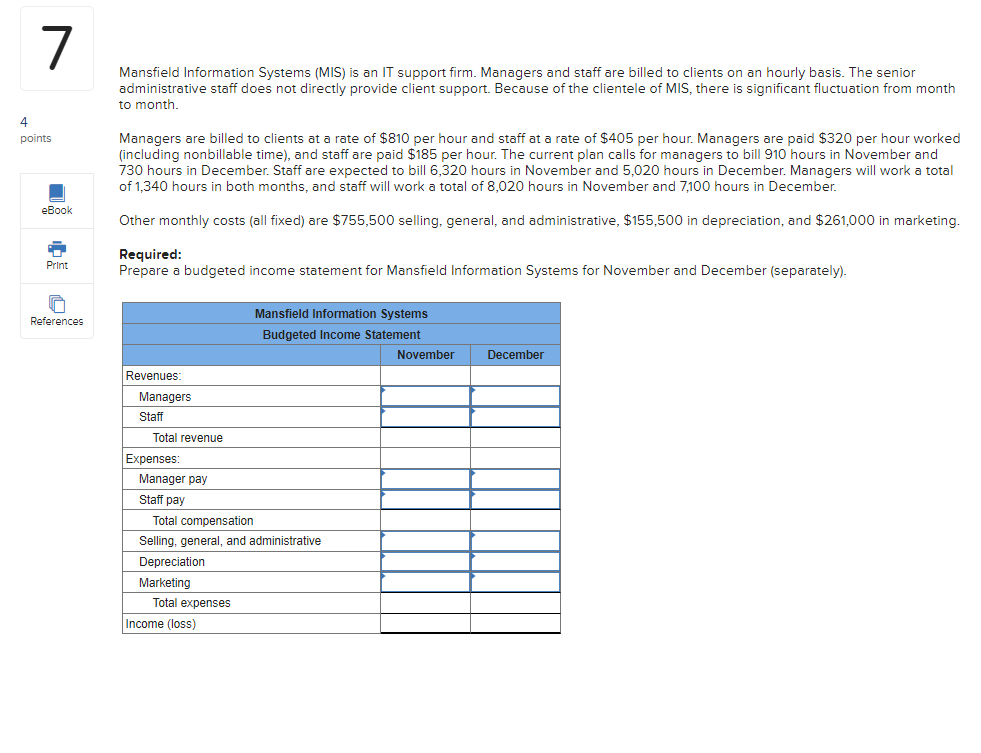  Mansfield Information Systems (MIS) is an IT support firm. Managers and