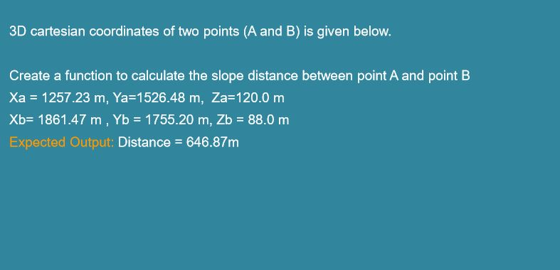  BY PYTHON 3 3D cartesian coordinates of two points (A and