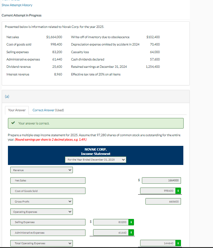  Show Attempt History Current Attempt in Progress Presented below is information