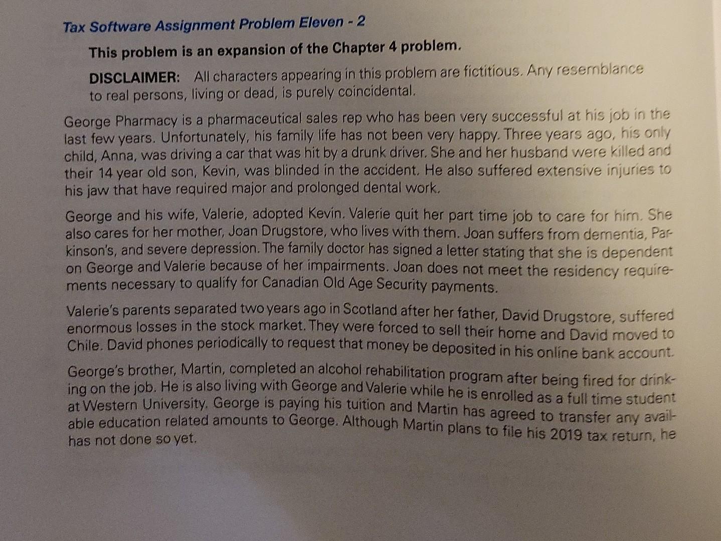  Tax Software Assignment Problem Eleven - 2 This problem is an