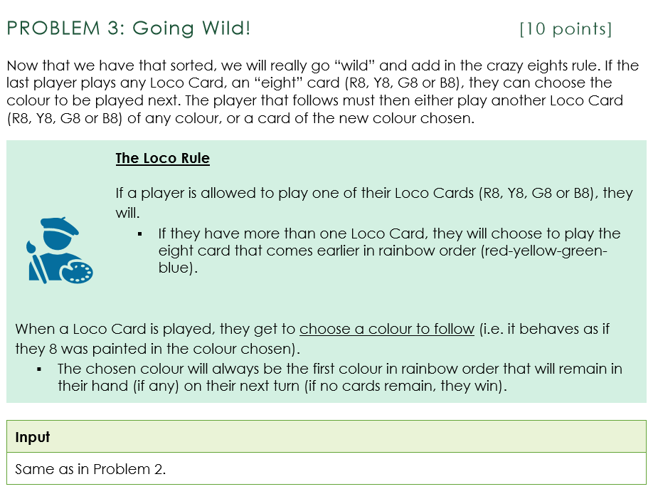 the card played just before: o If the player has more cards