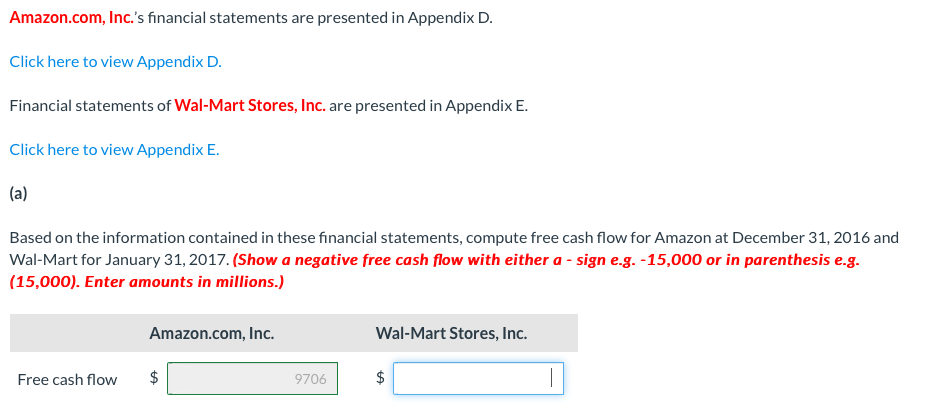  Amazon.com, Inc.'s financial statements are presented in Appendix D. Click here