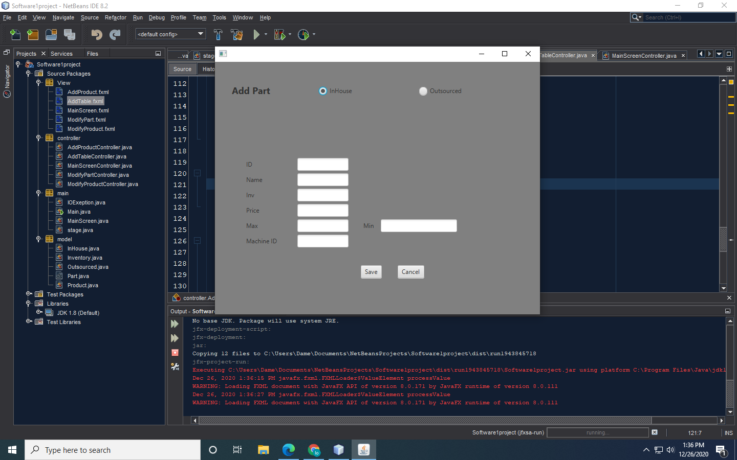 D. Add the listed functionalities to the following parts forms: 1. The