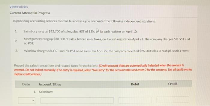 Current Attempt in Progress In providing accounting services to small businesses,