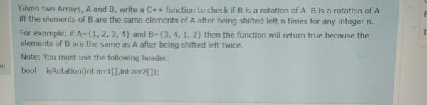  Given two Arrays, A and B, write a C++ function to