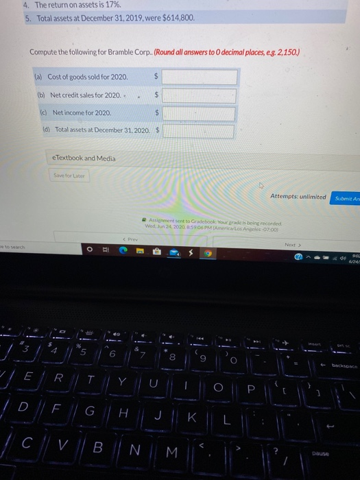 31, 2020 Sales revenue $431.600 234,300 Cost of goods sold Gross profit