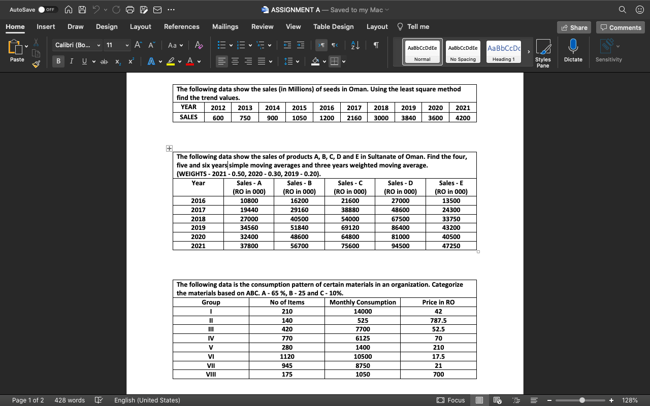  AutoSave OFF ayvc E ASSIGNMENT A - Saved to my Mac