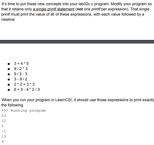 CODE: C It's time to put these new concepts into your lab02c.c