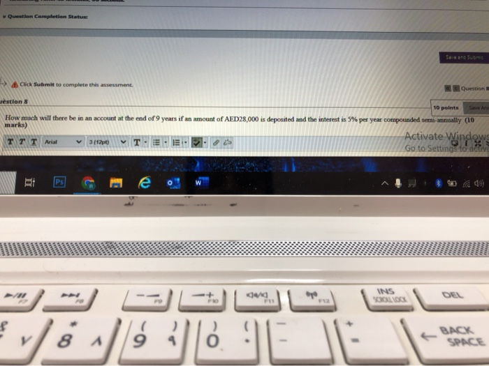  Question Completion Status > Click Submit to complete this assessment Question