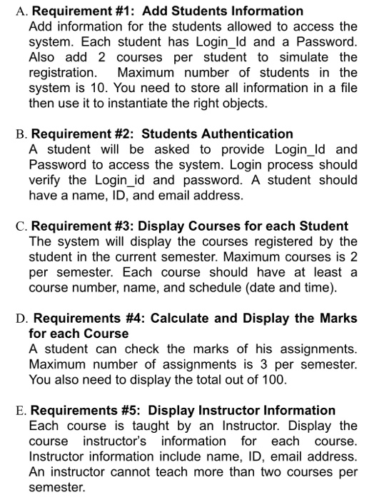 Java coding for project A. Requirement #1: Add Students Information Add