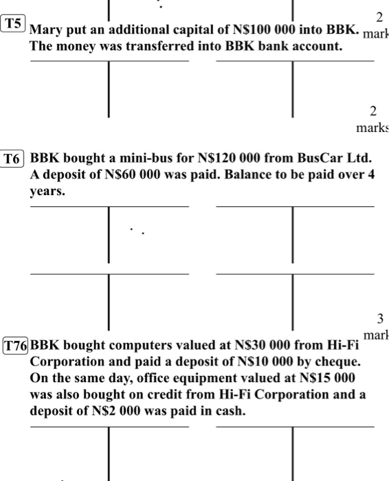 T-Accounts attach this to your Answer Book. Write account names, record amounts,