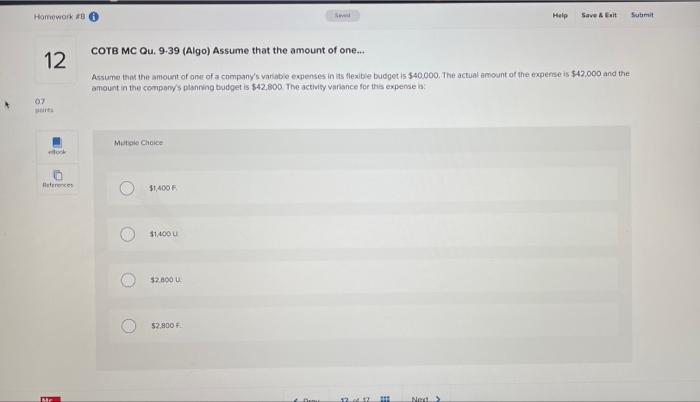  Homework 30 Help Save A Est Submit COTE MC Qu. 9-39