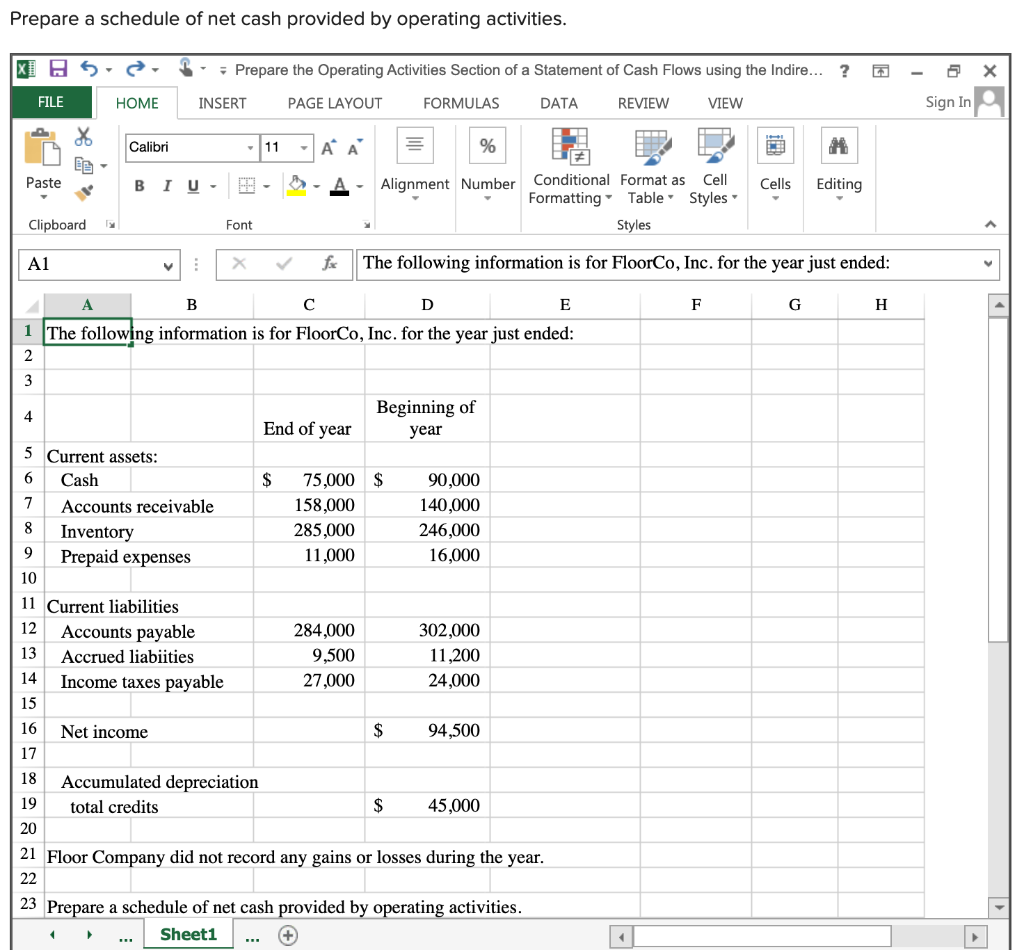 Hello, Could you please help me filling out the spreadsheet? Thanks, Prepare