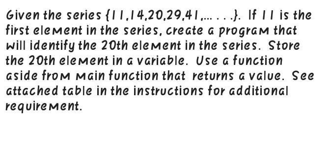  Use C- Language Write the problem Additional requirement is for loop