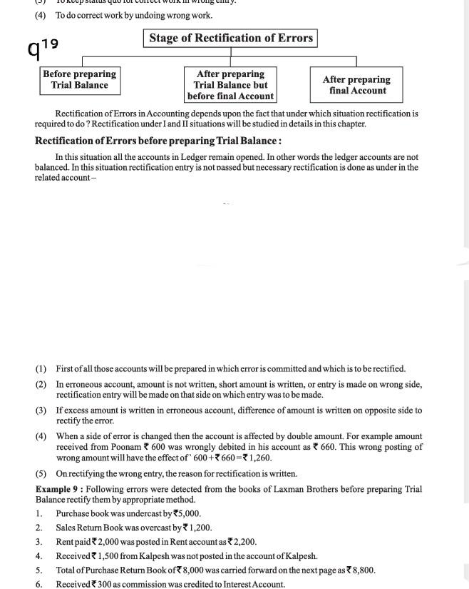  (4) To do correct work by undoing wrong work. Stage of