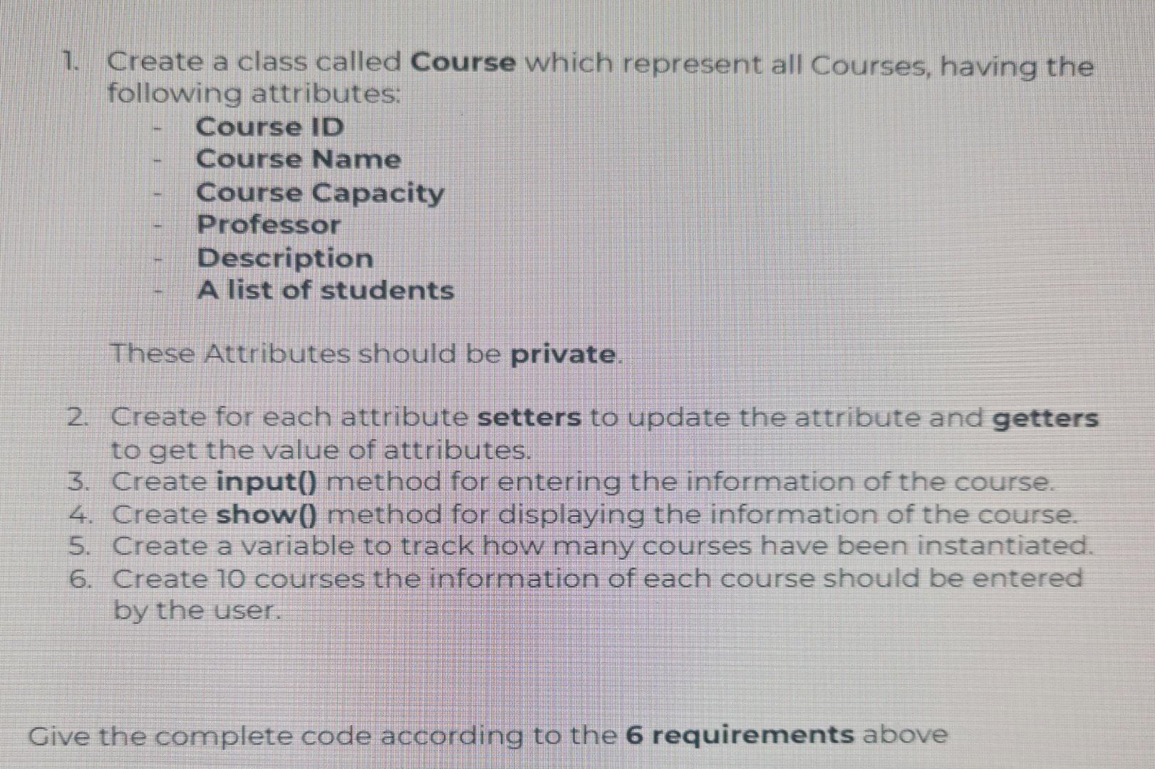 I w ant to solve this please, in Python language 1. Create
