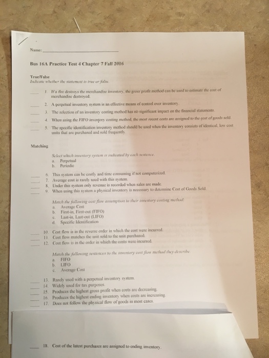  Indicate whether statement is true or false. If a fire destroys