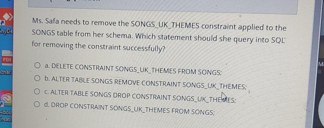 used to return the position of a character in a string? O