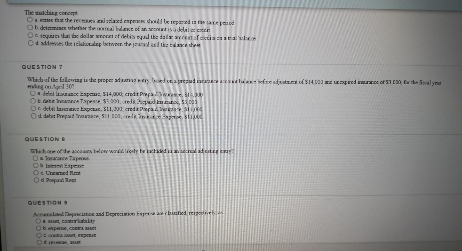  Plz help mee quickly The matching concept a states that the