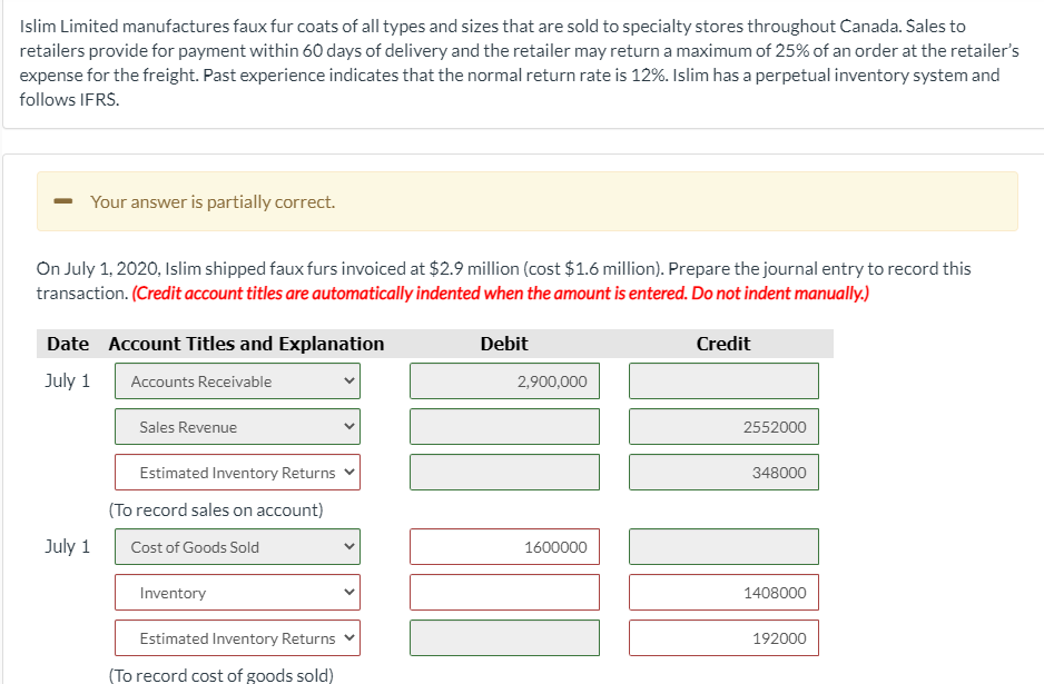 **Partially Correct** Green boxes represent correct portions and red boxes represent incorrect