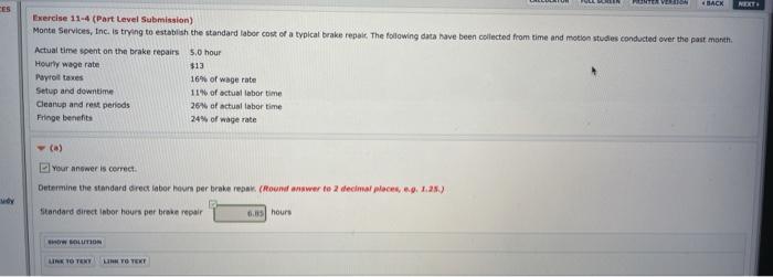  VEN BACK CES MEET Exercise 11-4 (Part Level Submission) Monte Services,