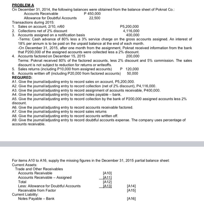 please solve this problem from items A1 to A16 just give the