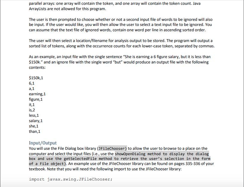 will parse a text file, tokenize the contents, and count the number