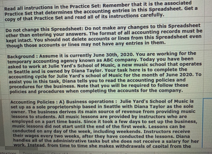  Read all instructions in the Practice Set: Remember that it is