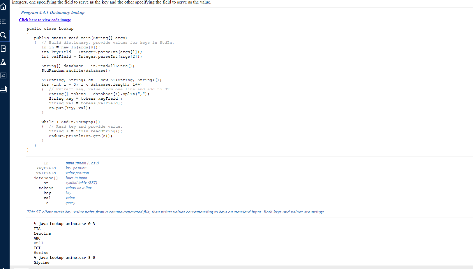  Modify the Lookup program given in the textbook (program 4.4.1) to