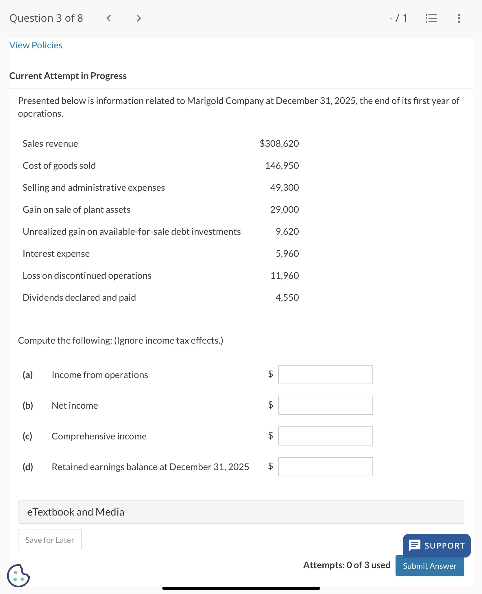  Current Attempt in Progress Presented below is information related to Marigold