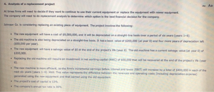  Complete the following table and compute the incremental cash fnows associated