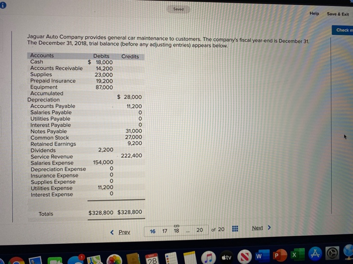 i need help doing a general journal Seved Help Save & Exit