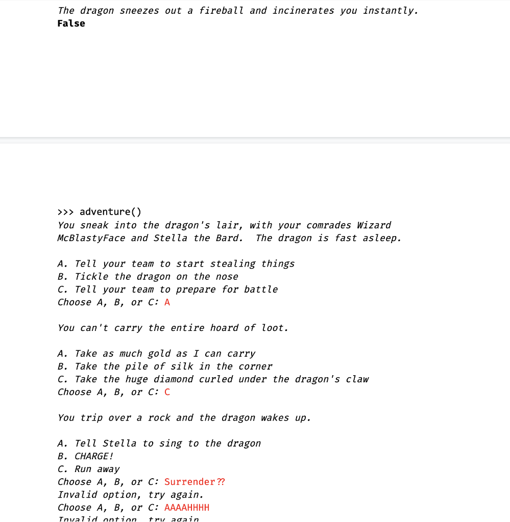 ( ) which takes in no arguments, and gives the user a