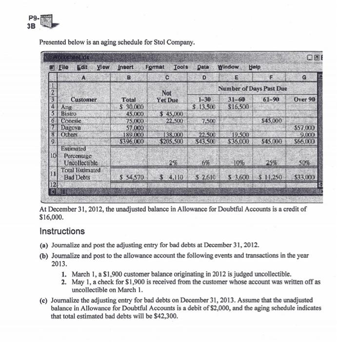 Accounting Help P9-3B, A-C Copy and paste as word, please!! Saves me