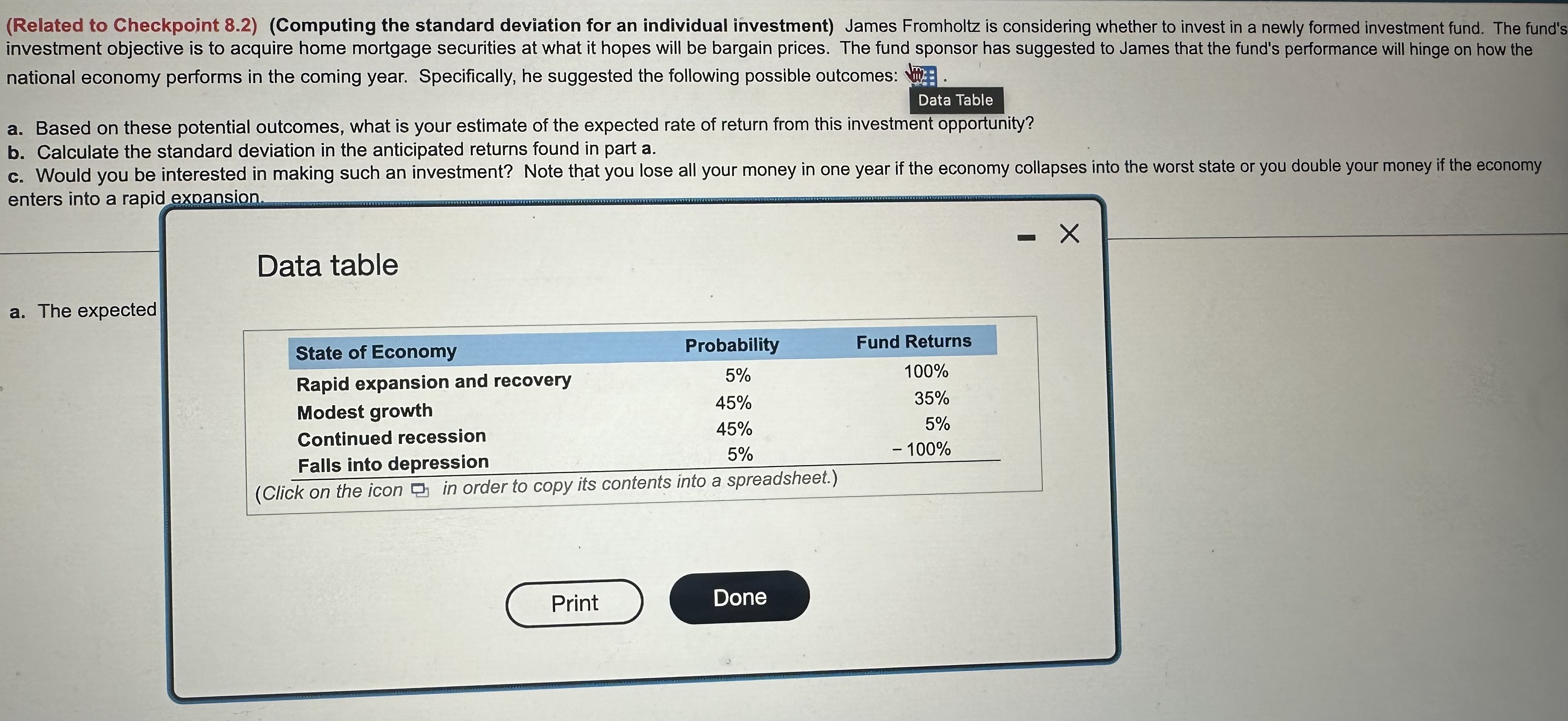  (Related to Checkpoint 8.2)(Computing the standard deviation for an individual investment)