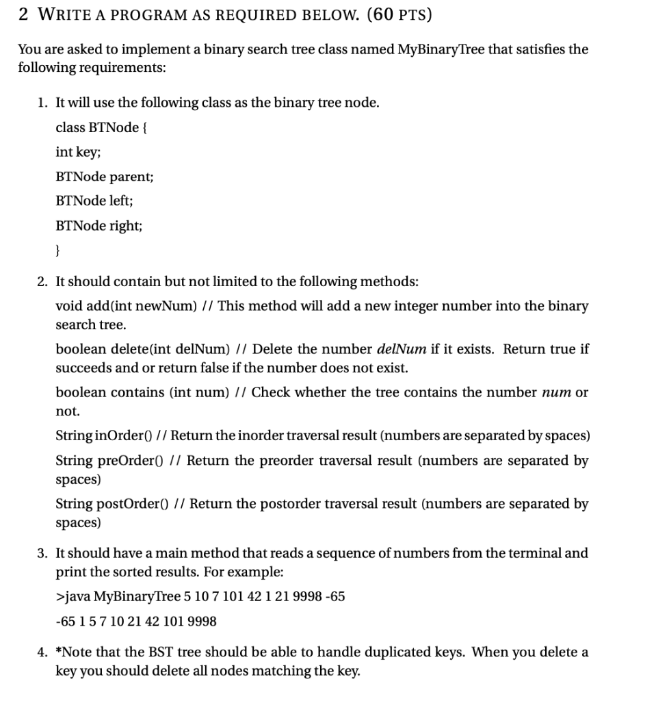 JAVA ONLY 2 WRITE A PROGRAM AS REQUIRED BELOW. (60 PTS) You
