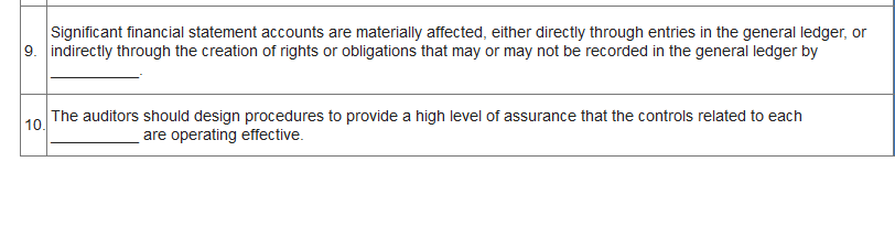 list of possibilities to complete the following statements. Statements 1. Maintaining effective